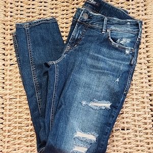 Women's Silver Skinny Jeans Size 31x29